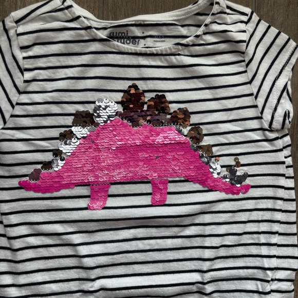 Rumi+Ryder Striped Tee with Pink and Silver Flip Sequin Dinosaur Sz XS (4/5) - Picture 3 of 5